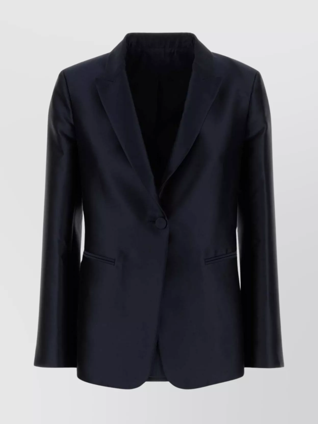 Alberta Ferretti Satin Blazer With Notched Lapel And Pockets In Blue