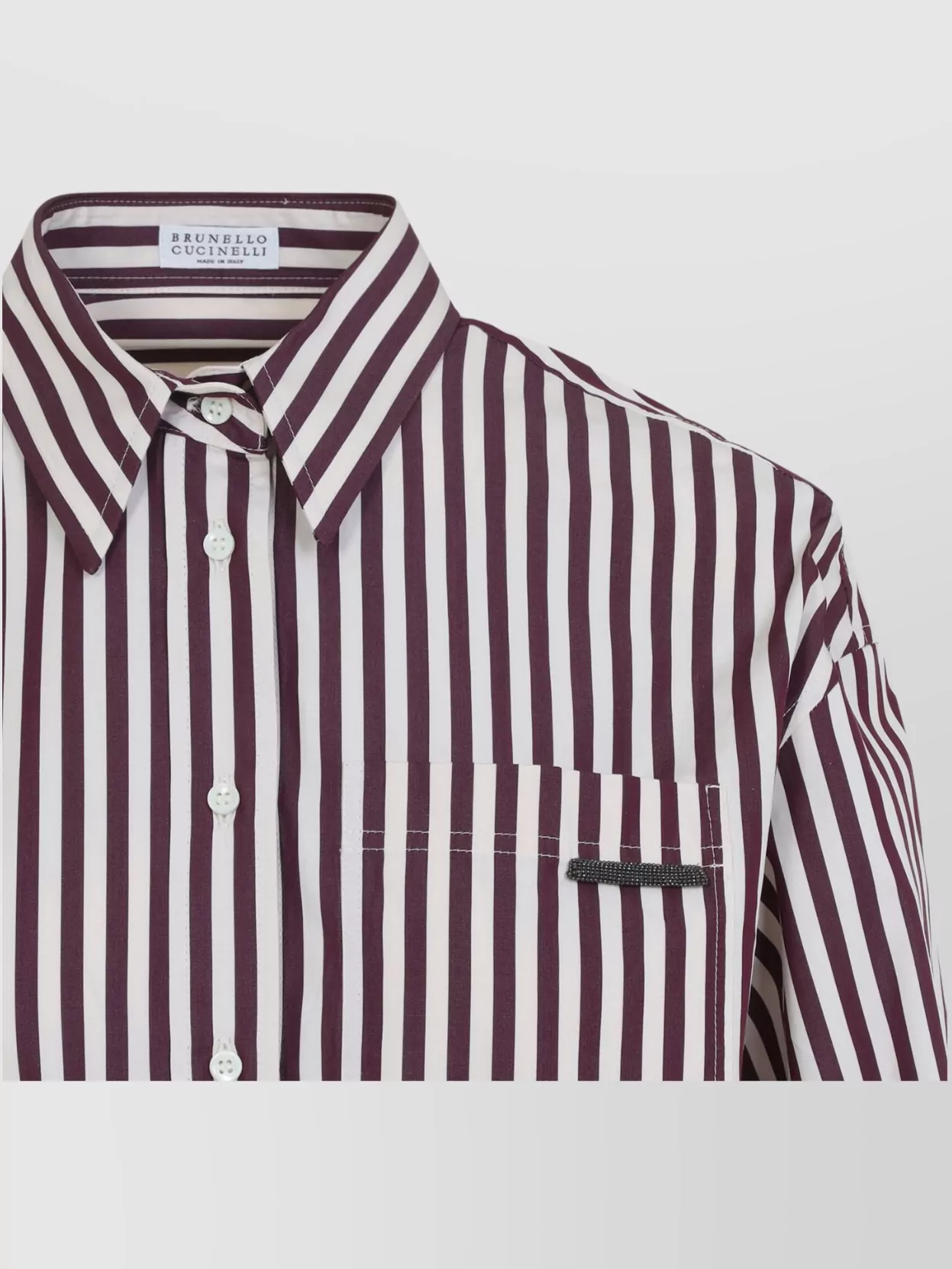 Brunello Cucinelli Striped Shirt Leather Label