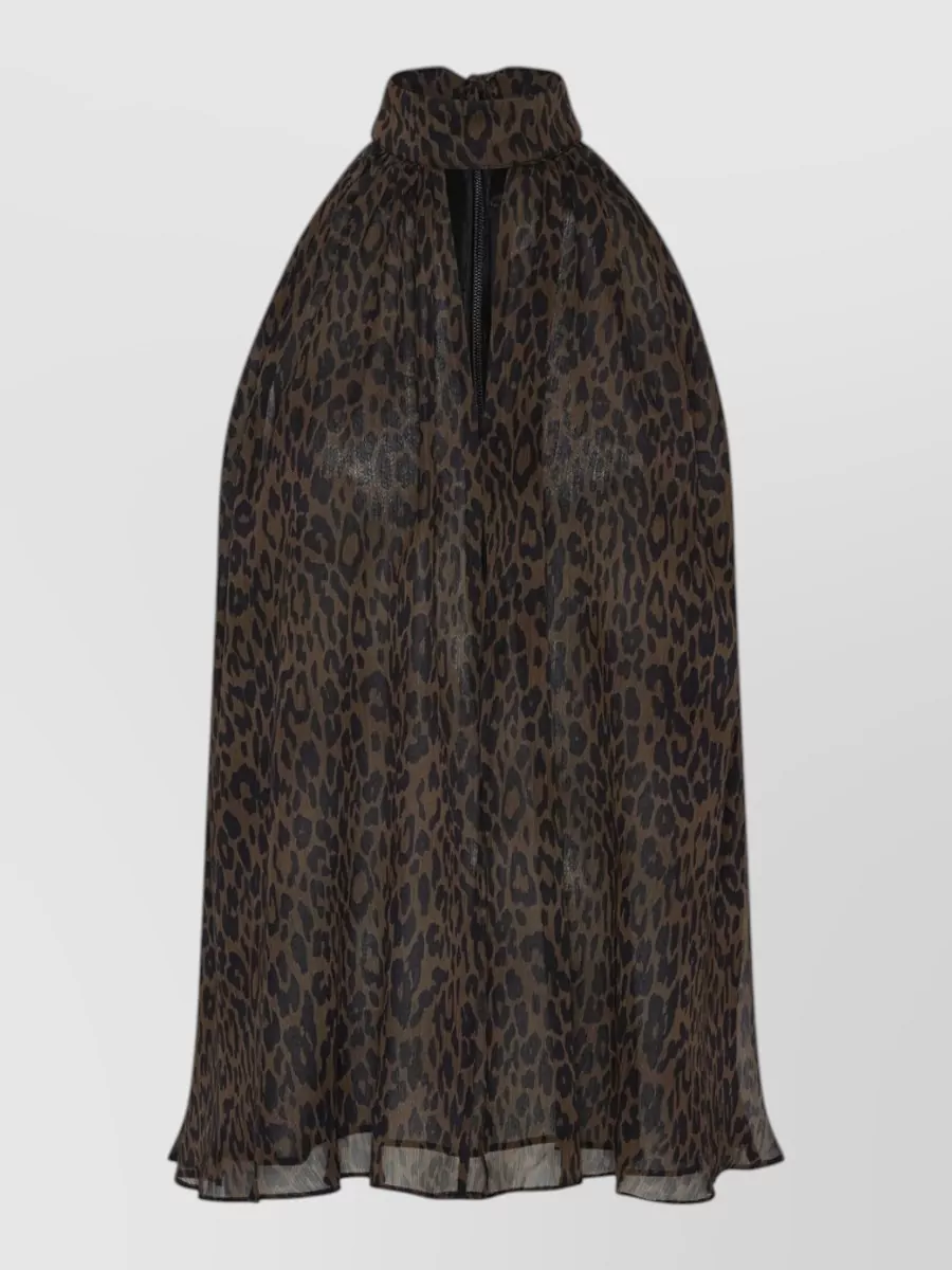 Rotate leopard-print halterneck bow top