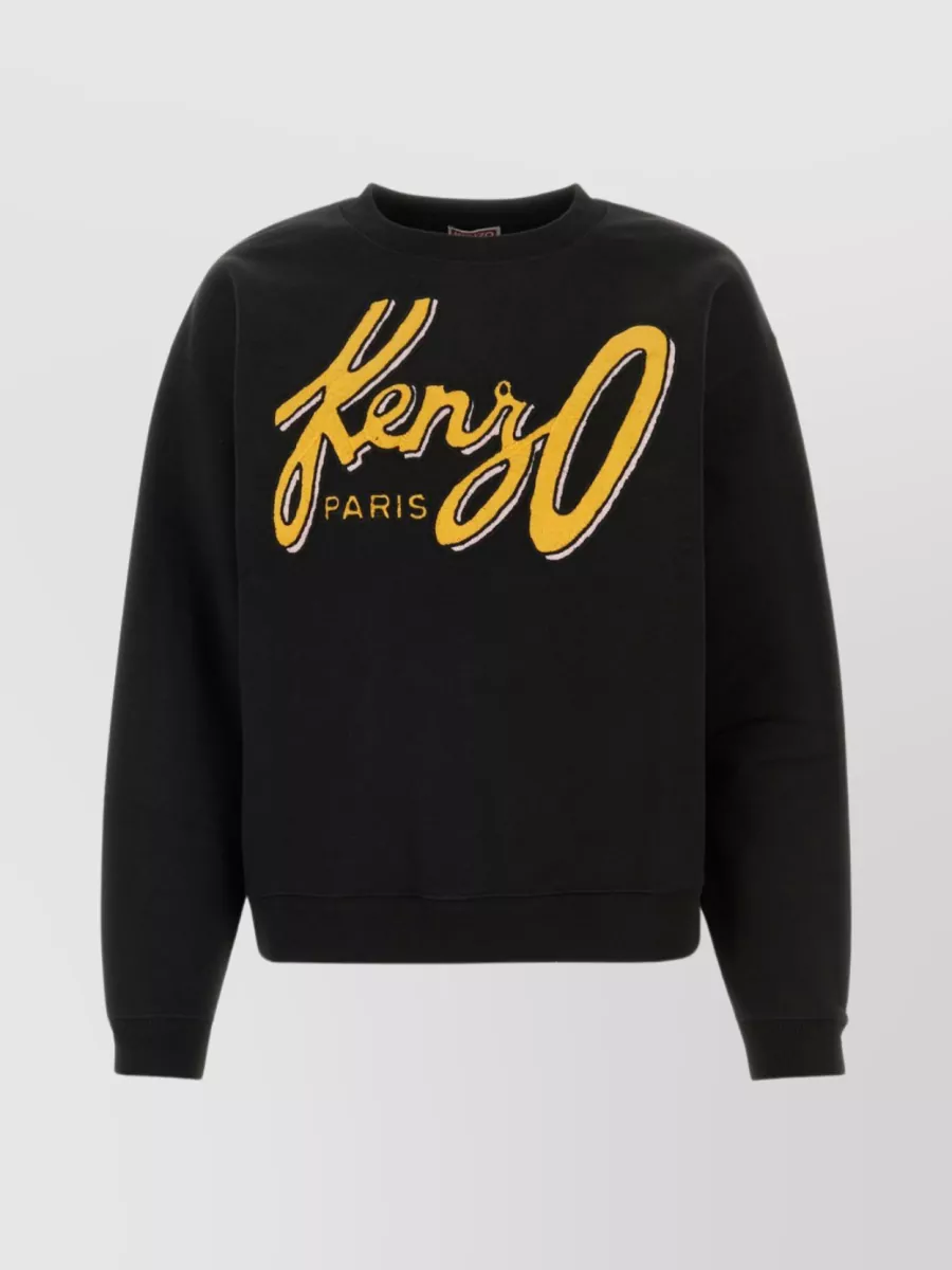 Shop Kenzo Stretch Cotton Crew-neck Sweatshirt In Black