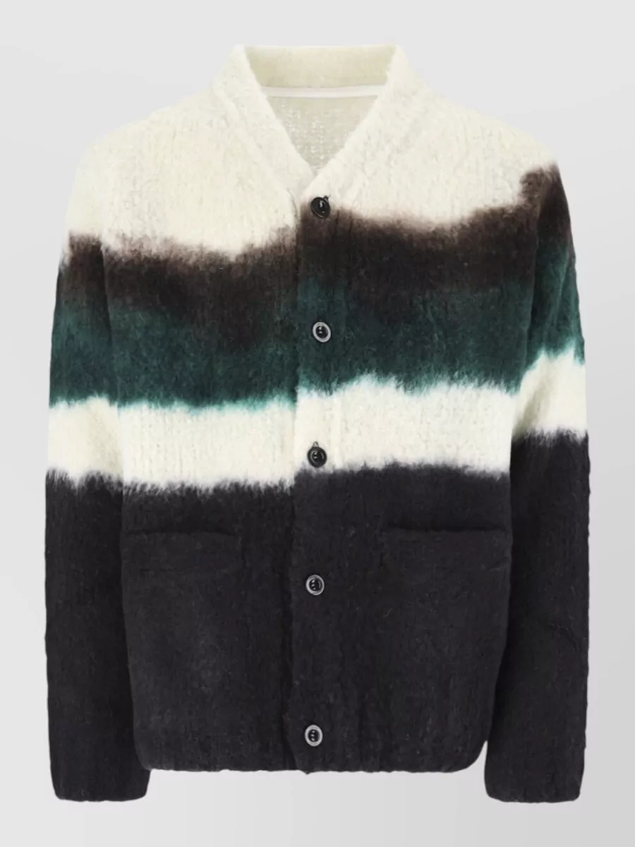 Sacai wool crewneck knit cardigan