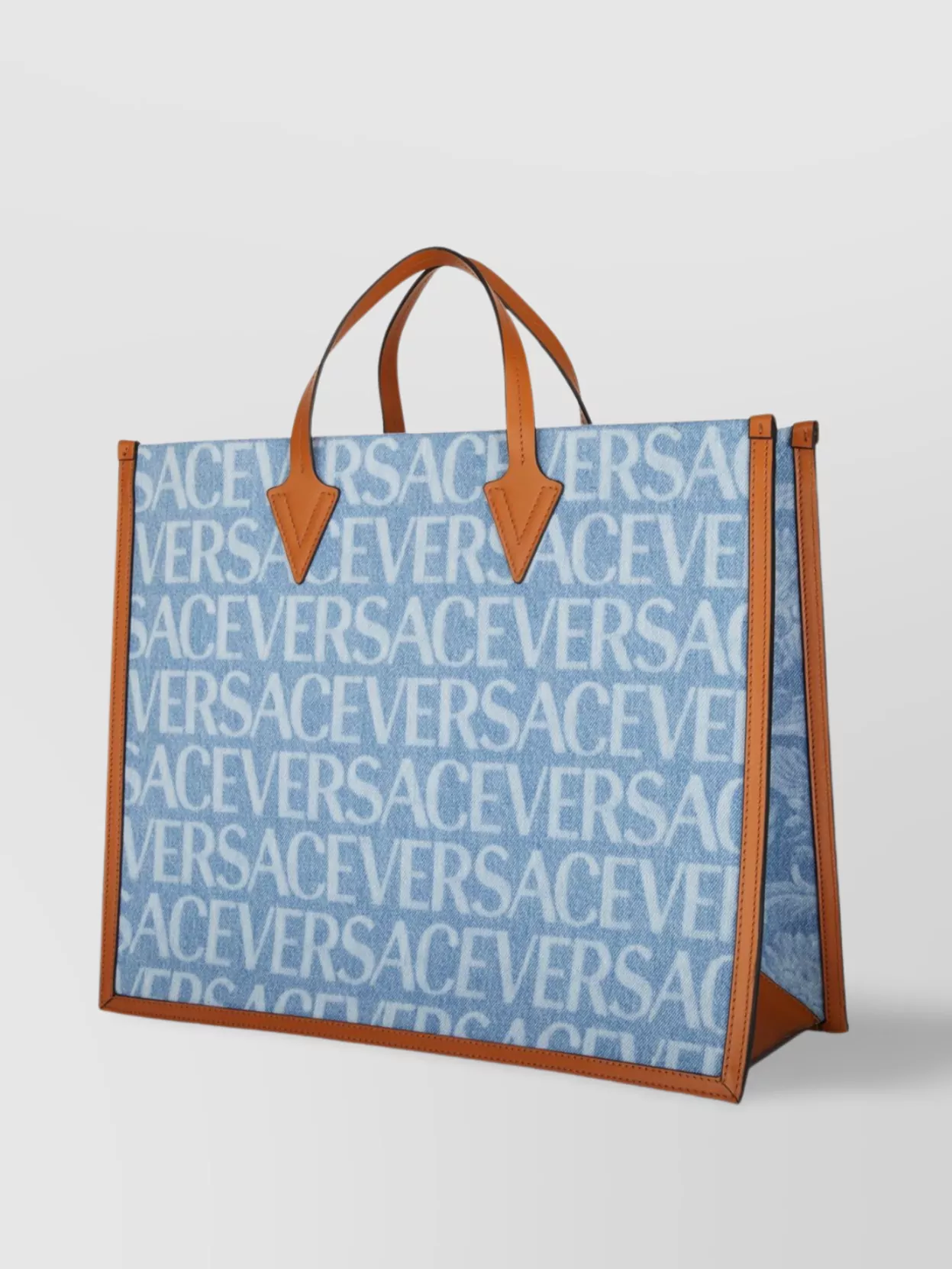 Versace Denim Tote Bag Laser-Etched Pattern
