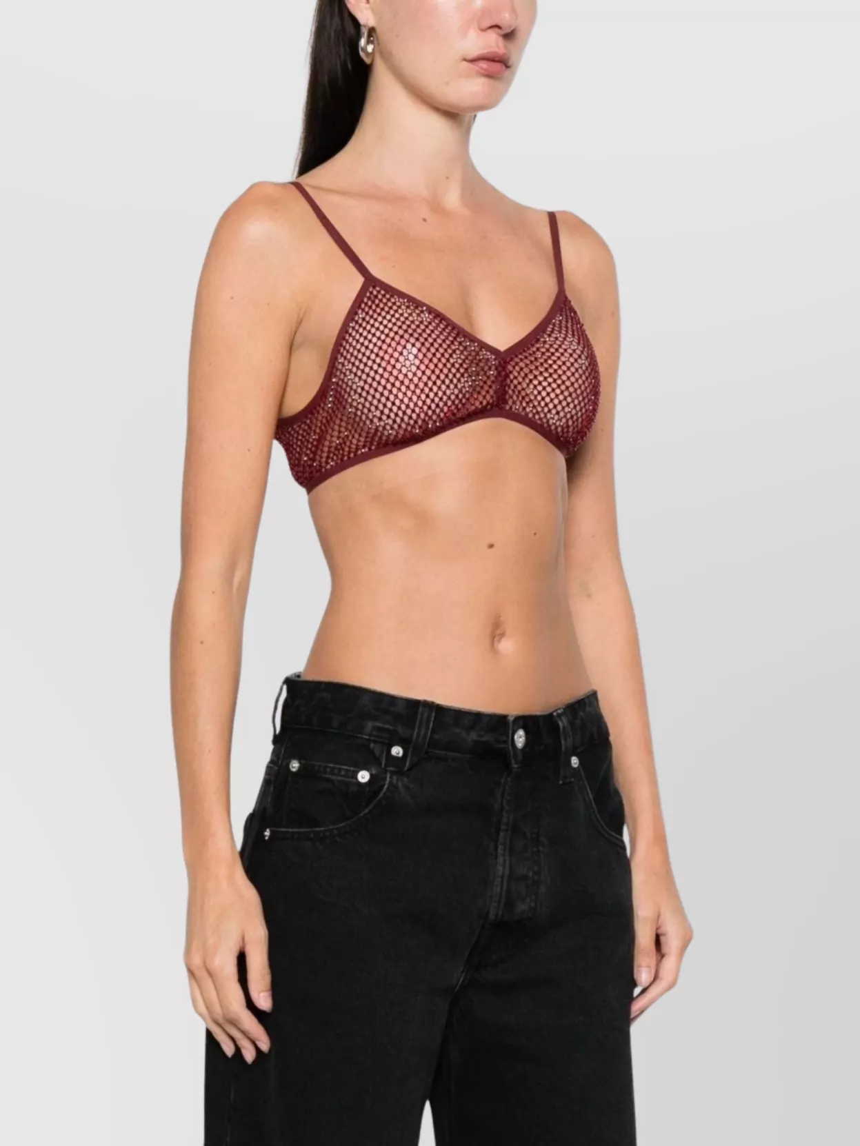 Genny Sheer Mesh Triangle Cup Bra In Red