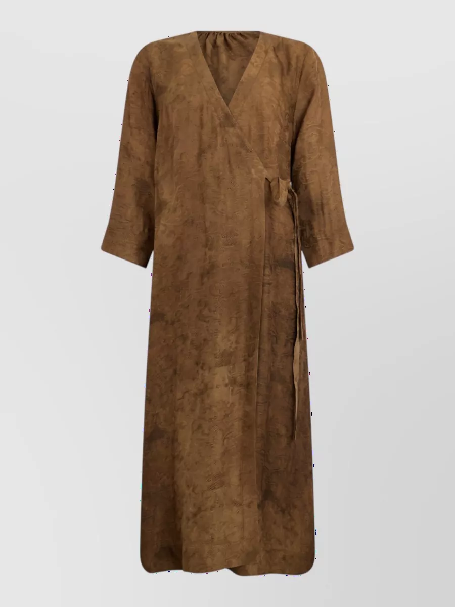 Uma Wang V-neck three-quarter sleeve maxi wrap dress