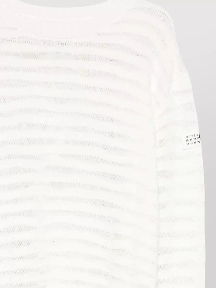 Mm6 Maison Margiela Sheer Striped Crewneck Knitwear Long Sleeves