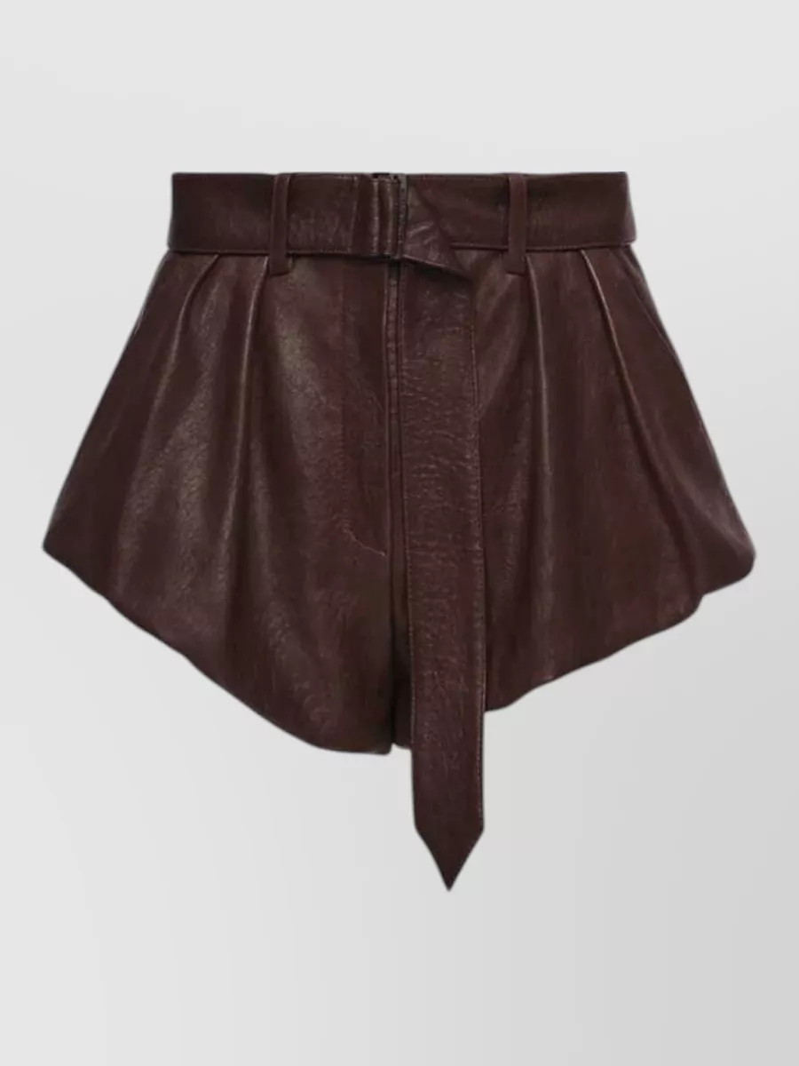 Magda Butrym leather high-rise pleated flared shorts