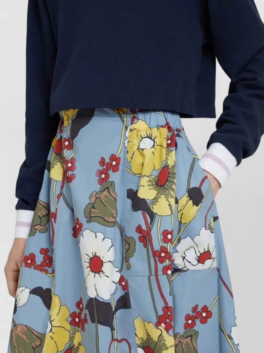 Marni Poplin Elasticated Midi Skirt Melodia Floral
