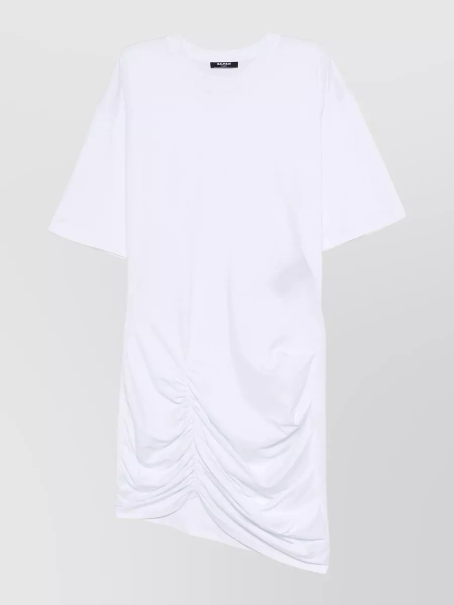 Balmain Cotton draped mini dress