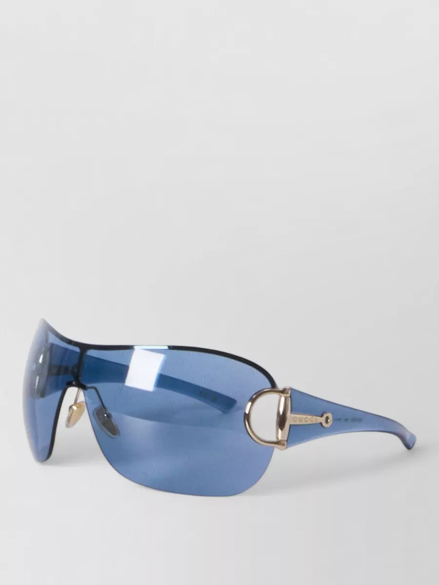 Gucci Mask Style Rimless Sunglasses Metal Detail The Fashion Square