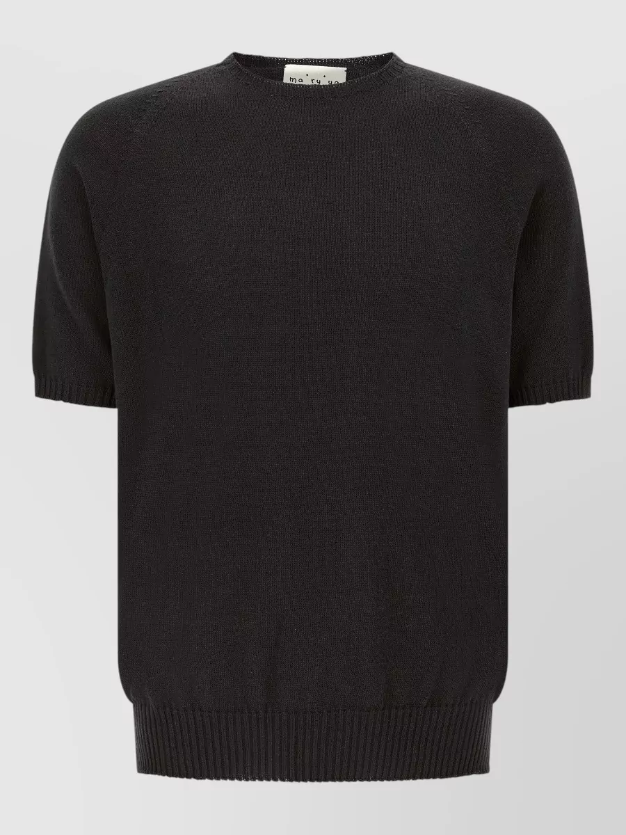 Ma'ry'ya ribbed cotton short-sleeve sweater