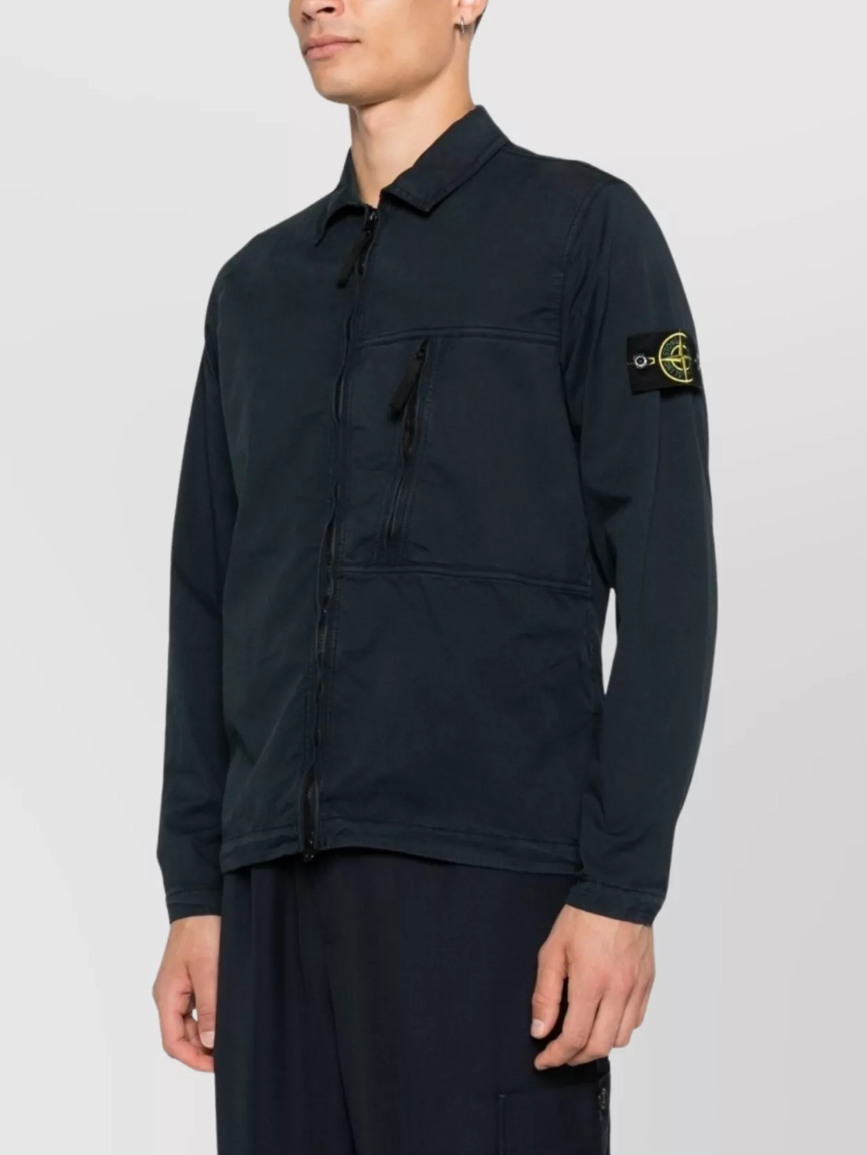 Stone Island Overshirt With Long Sleeves And Point Collar