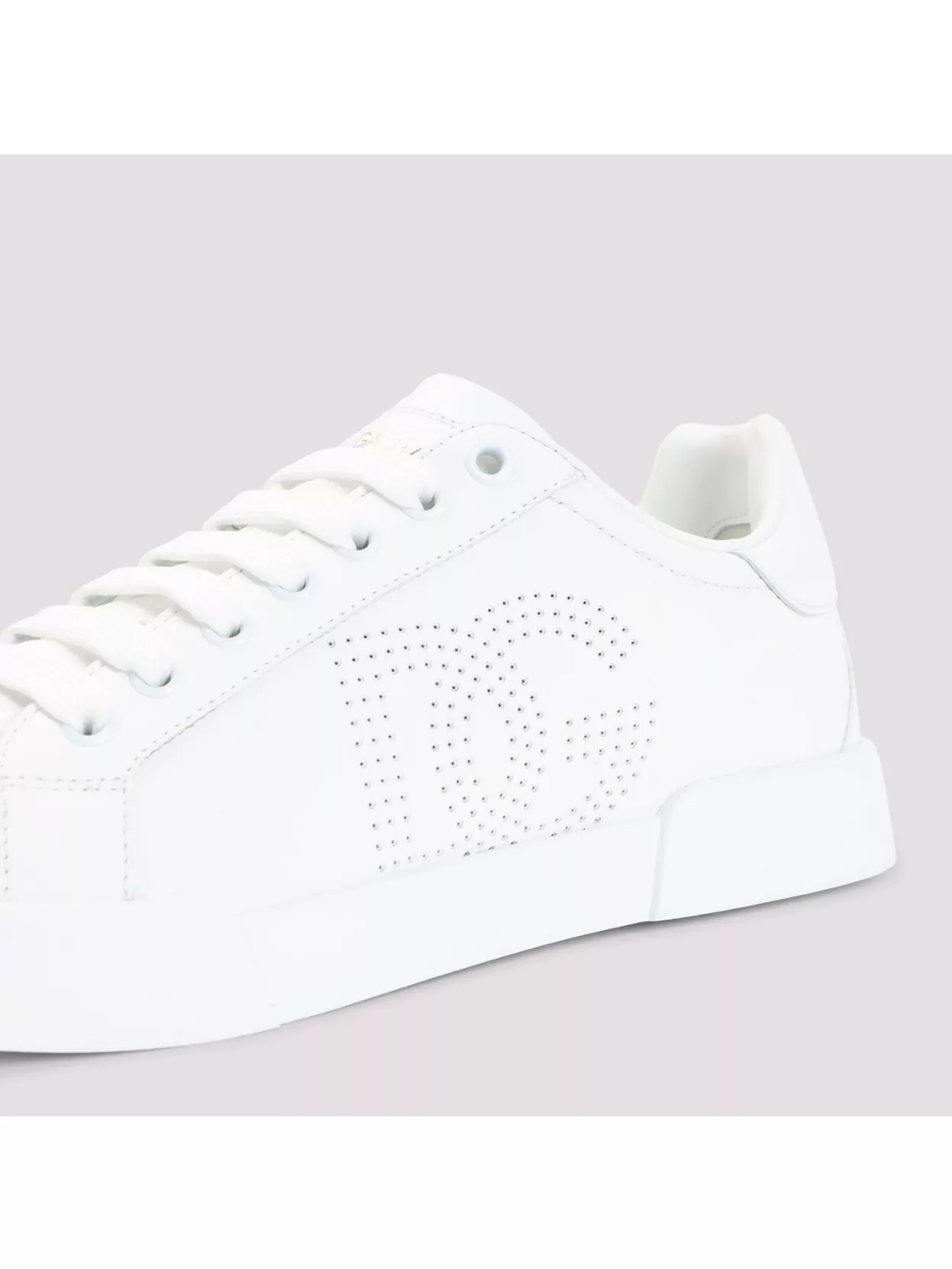 Dolce & Gabbana Leather Sneakers With Perforated Logo Detail