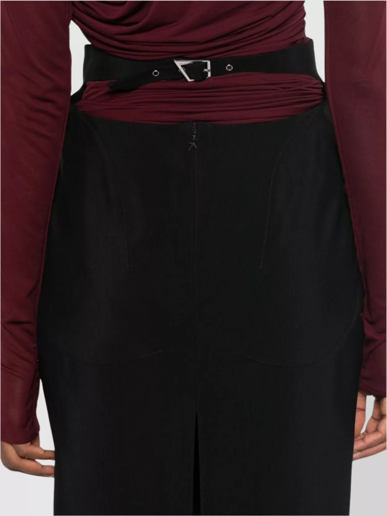 Mugler High Waist Skirt With Star Detail And Back Slit
