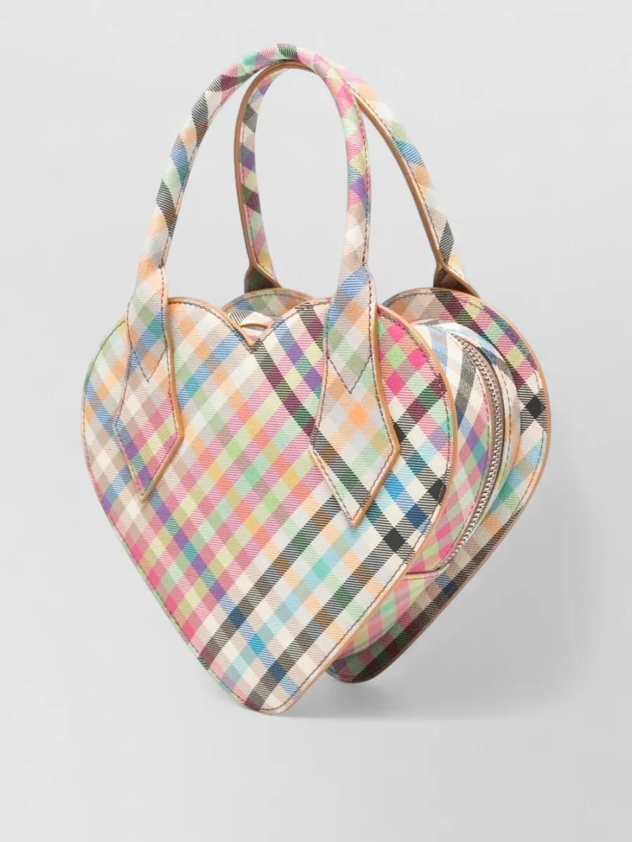 Vivienne Westwood Shoulder Bag Checkered Pattern Heart Shape Handles