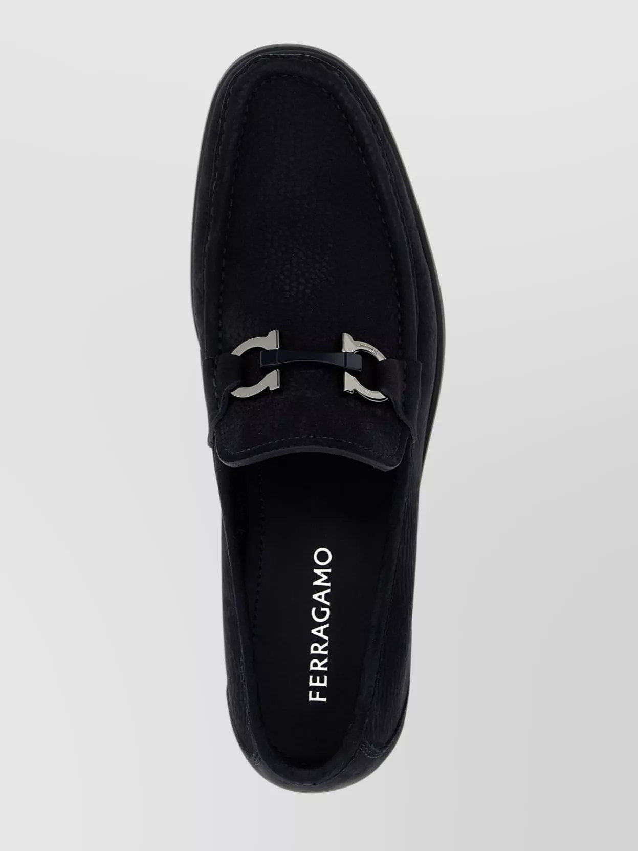 Ferragamo Luxe Textured Loafers Metal Hardware