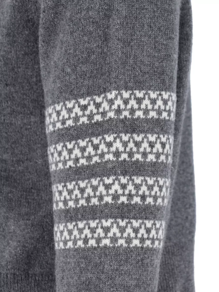 Thom Browne Wool Hector Snowflake Jacquard Crewneck Sweater