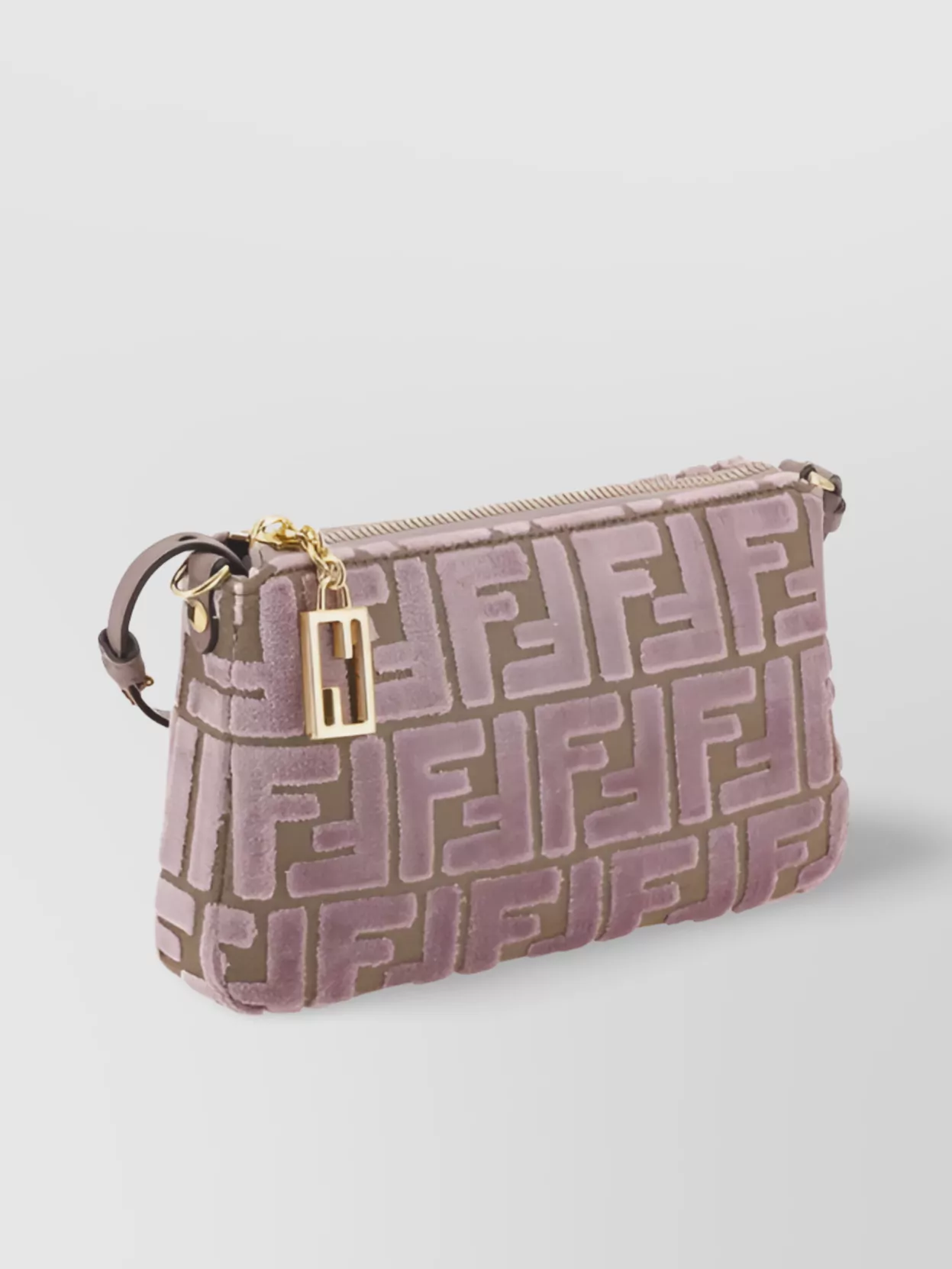 Fendi Velvet Monogram Clutch Bag With Chain Strap