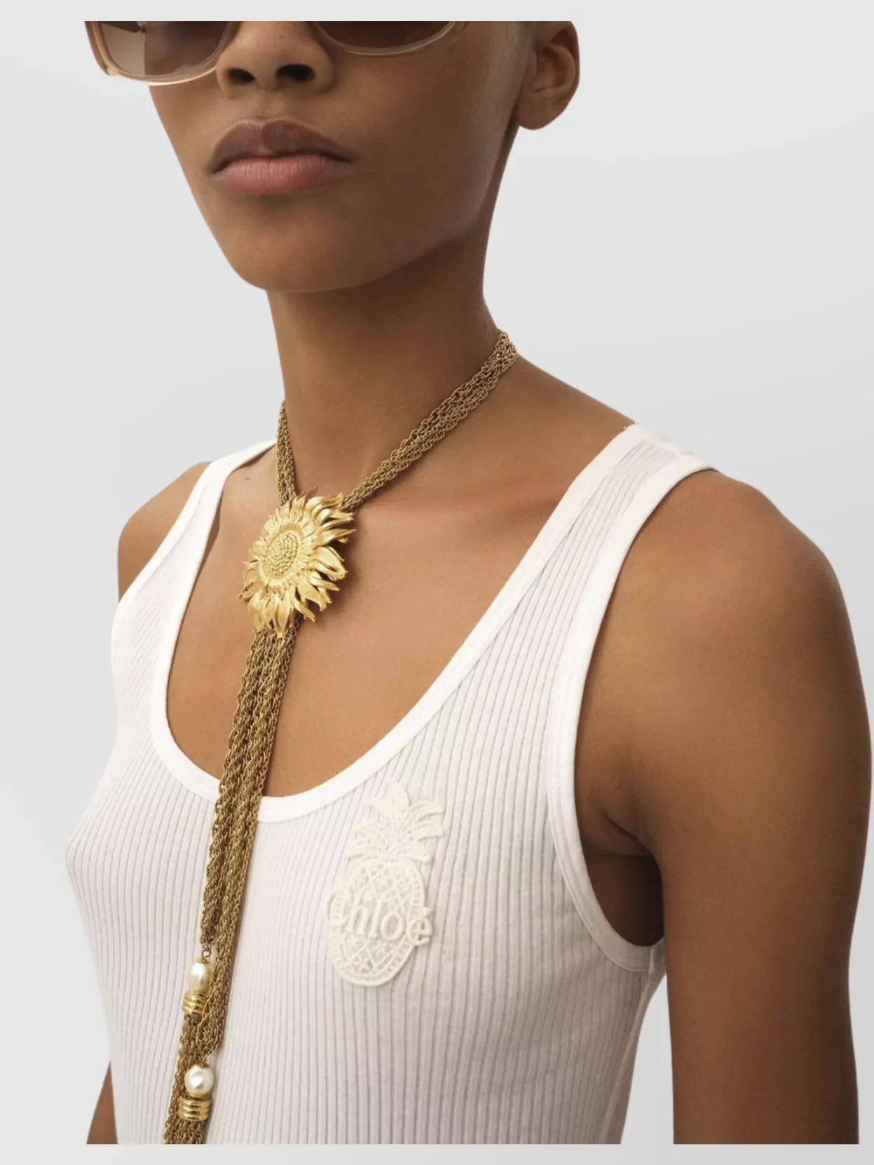 Chloé Ribbed Scoop Neck Sleeveless Crewneck Top