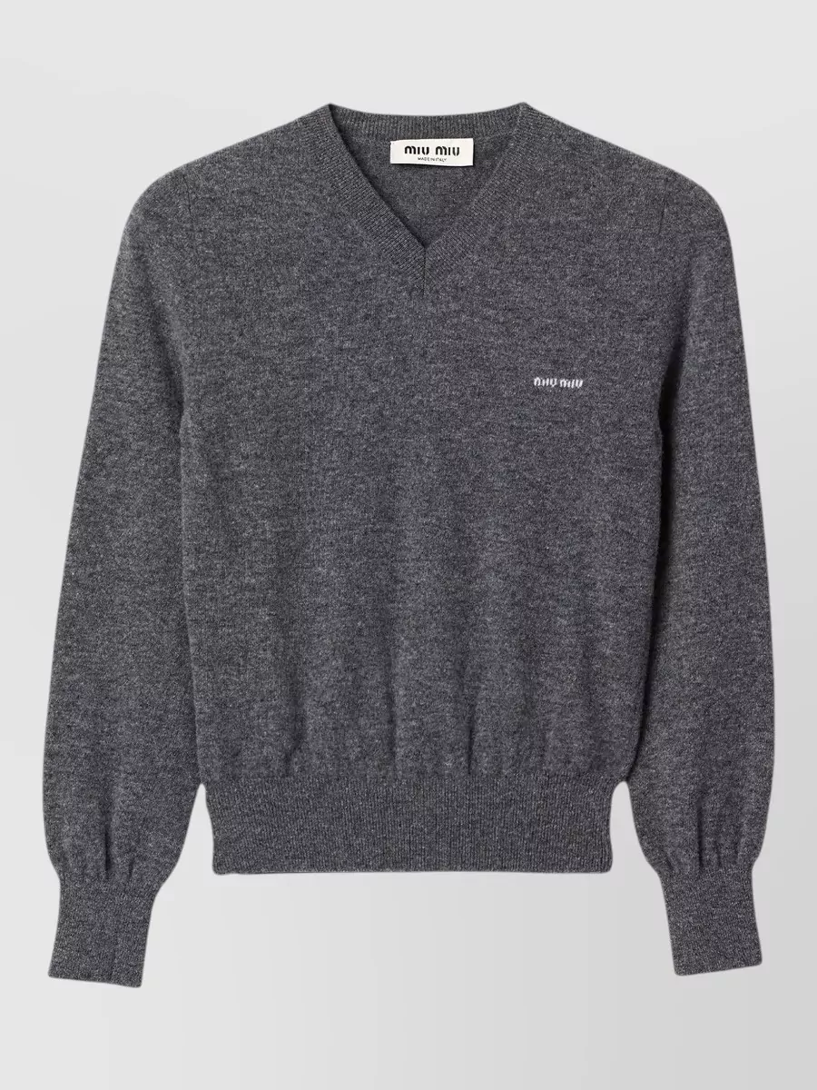 Miu Miu Wool Lounge Set Elastic Waistband V Neck