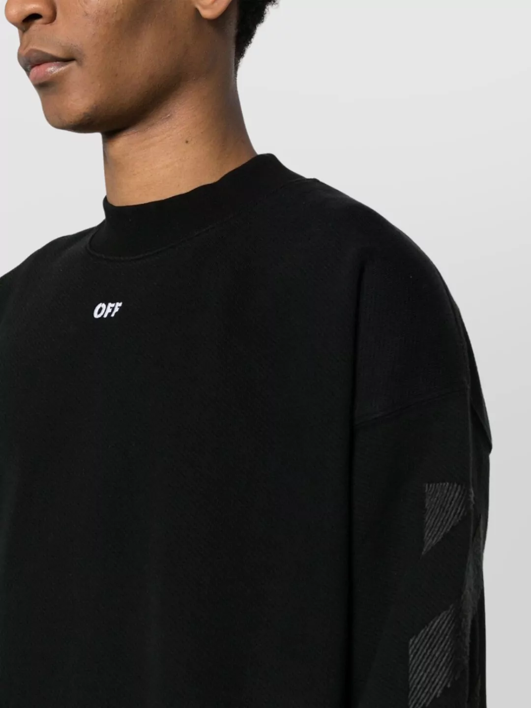 Off-White Diagonal Striped Crewneck Sweater