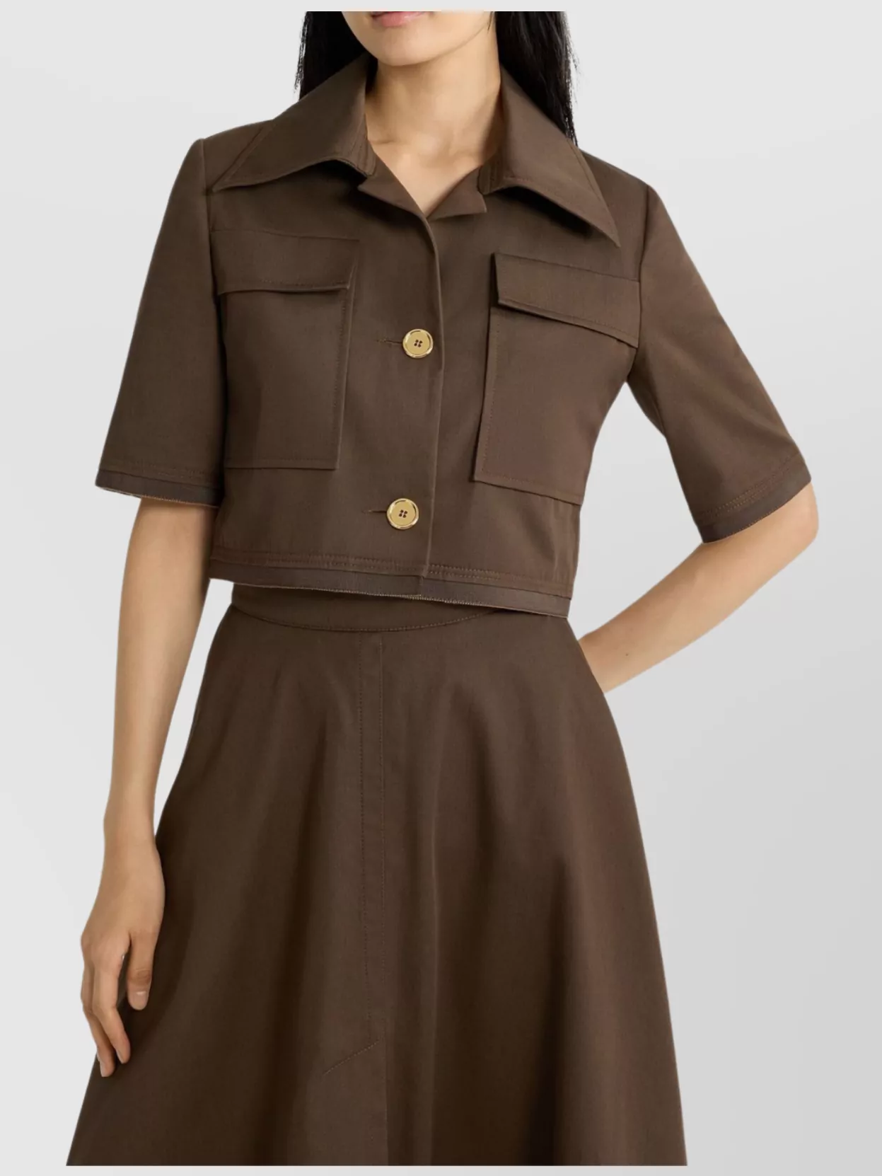 Shop Patou Collar Cropped Jacket Flap Pockets