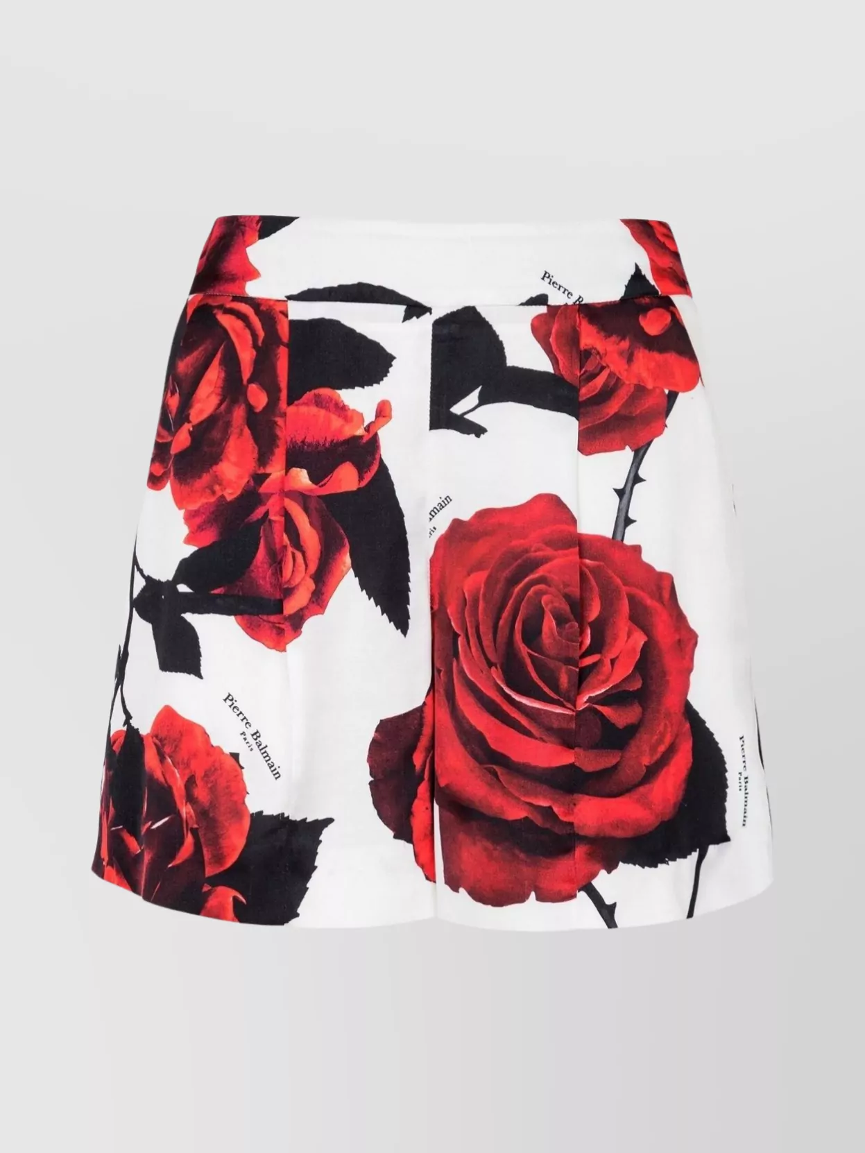 Shop Balmain A-line Floral Print Mini Shorts