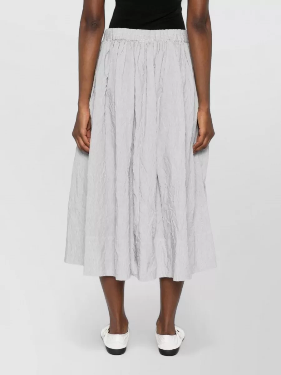 Apuntob Striped Pleated Midi Skirt