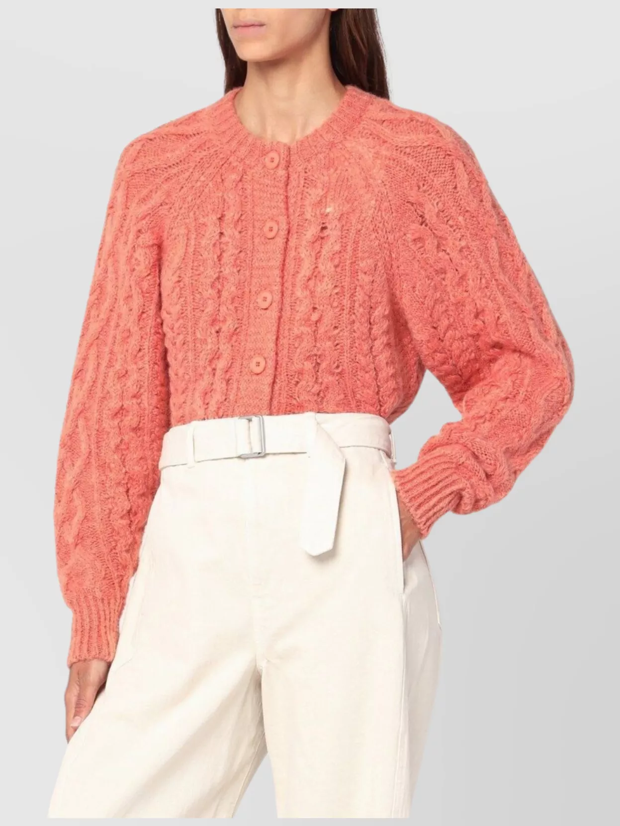 Isabel Marant Étoile Rust Pink Yara Openwork Knit Cardigan Women In Pink