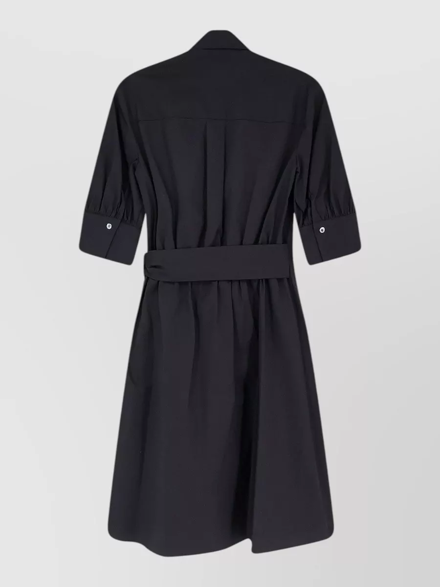 Pinko Cotton Stretch Dress Belted Waist Knot
