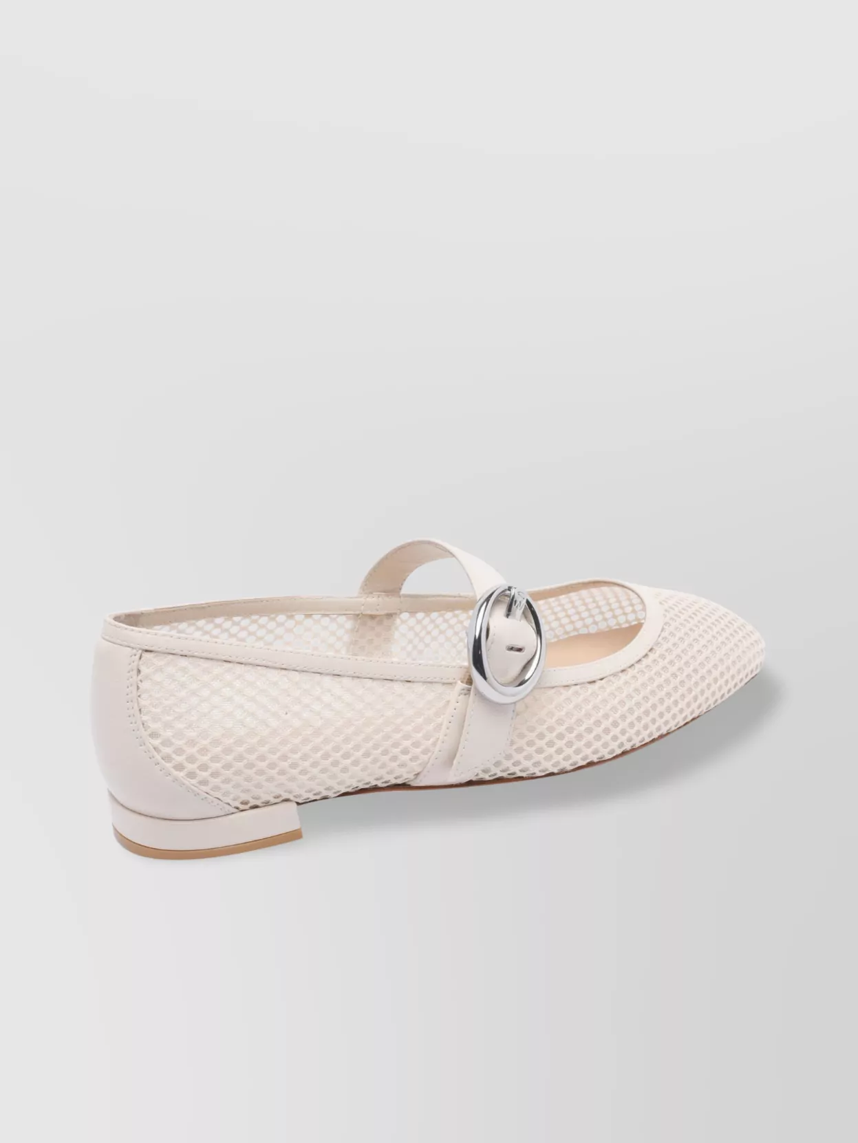 Stuart Weitzman Fishnet Mesh Round Toe Ballerina Shoes