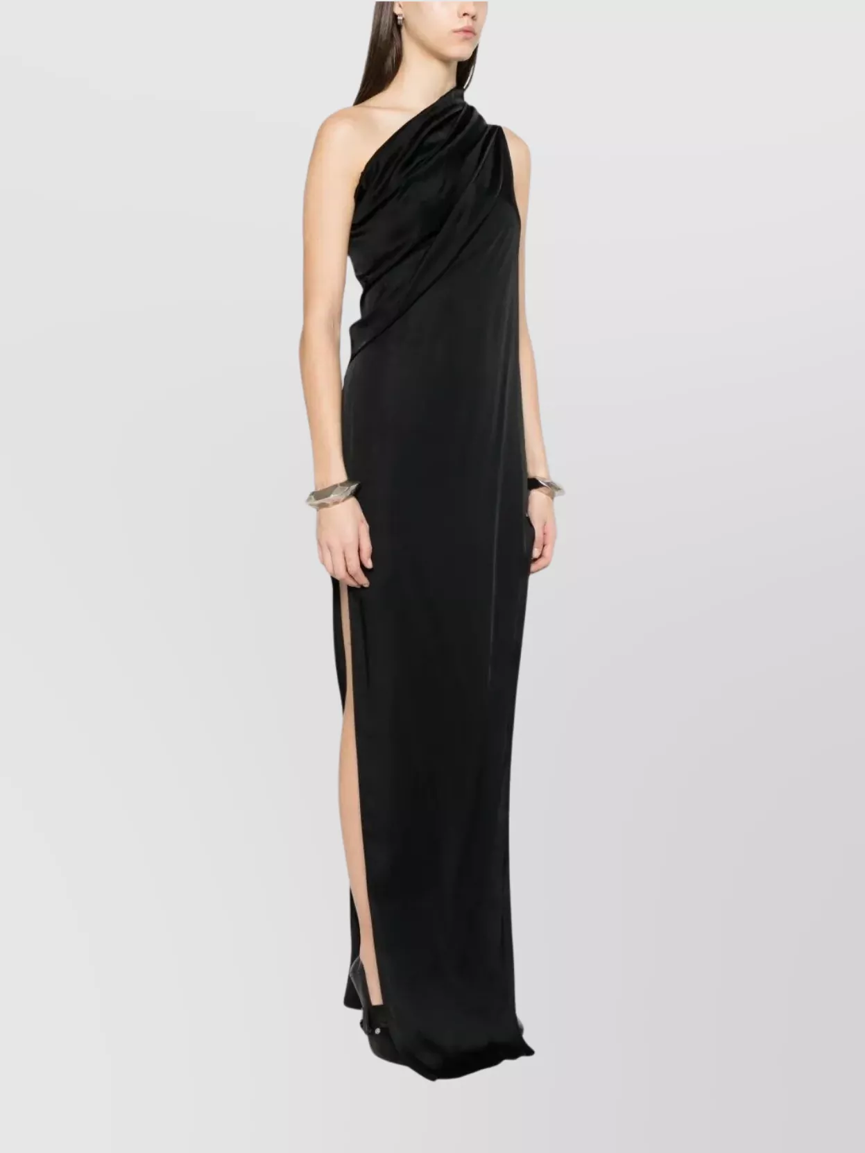Rick Owens Draped One Shoulder Slit Dress