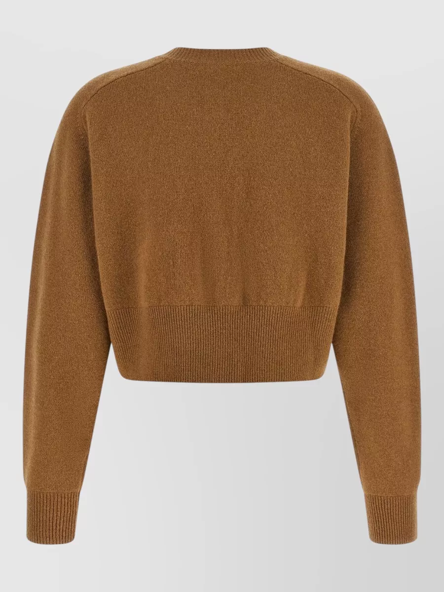 Elisabetta Franchi Wool Cashmere Ribbed Cropped Cardigan