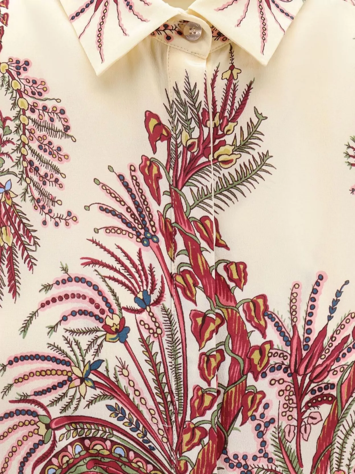 Etro Paisley Print Silk Shirt With Collared Neck