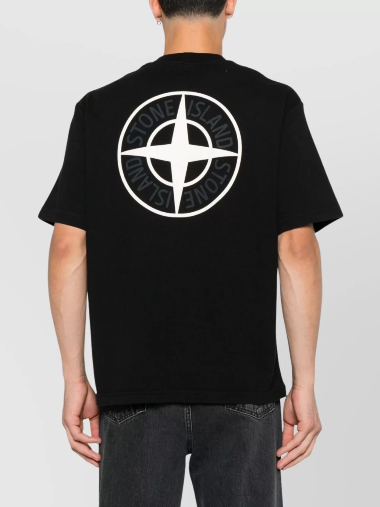 Stone Island Logo Crew Neck Cotton T-Shirt With Short Sleeves