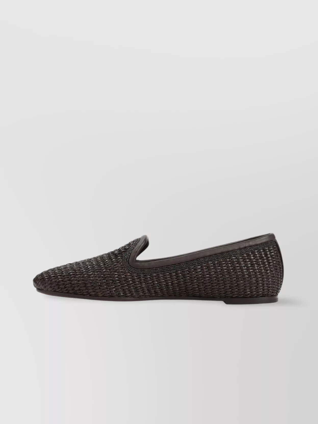 Brunello Cucinelli Raffia Slippers Leather Outsole