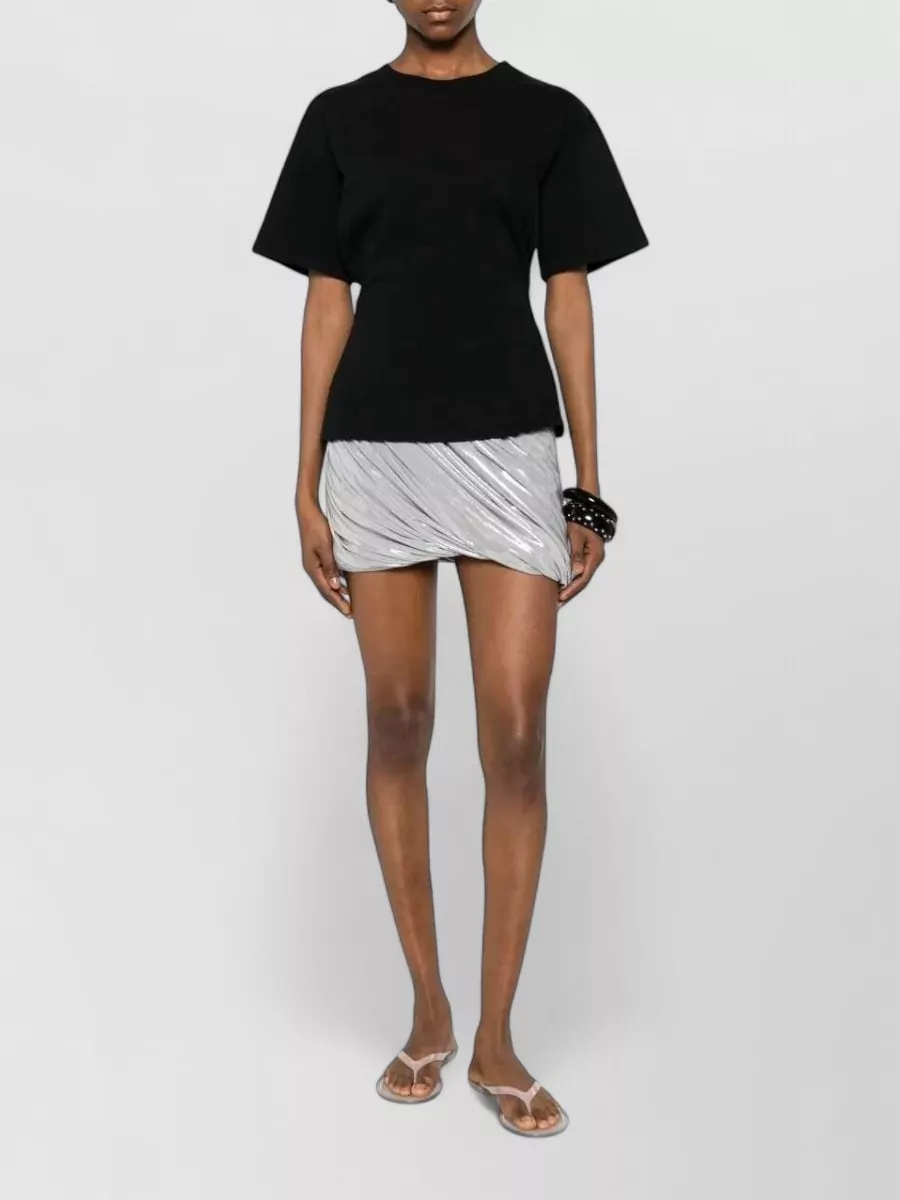 Norma Kamali Metallic Draped Gathered Mini Skirt
