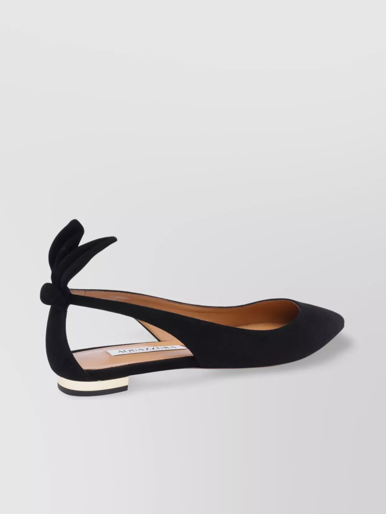 Aquazzura Back Bow Cut-Out Suede Ballerina Shoes