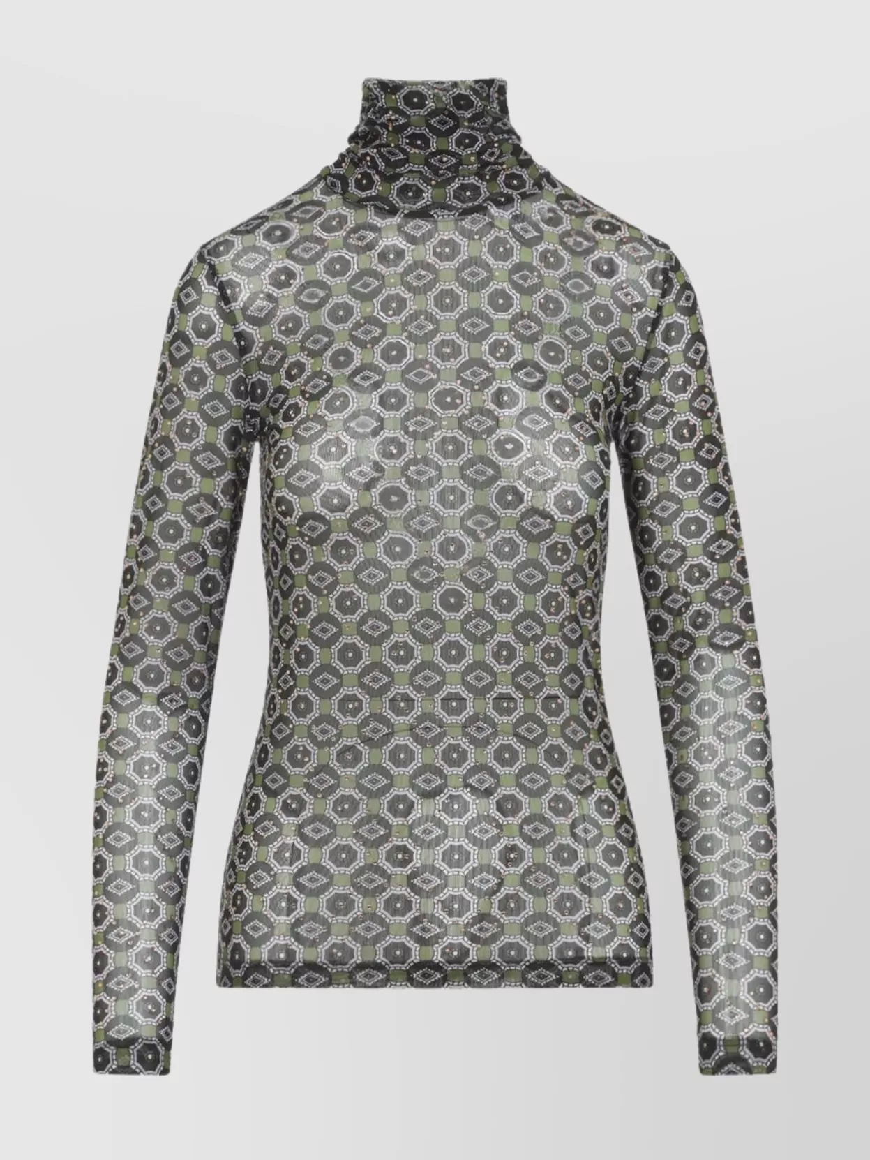 Dries Van Noten Geometric Pattern Sheer Turtleneck Knitwear