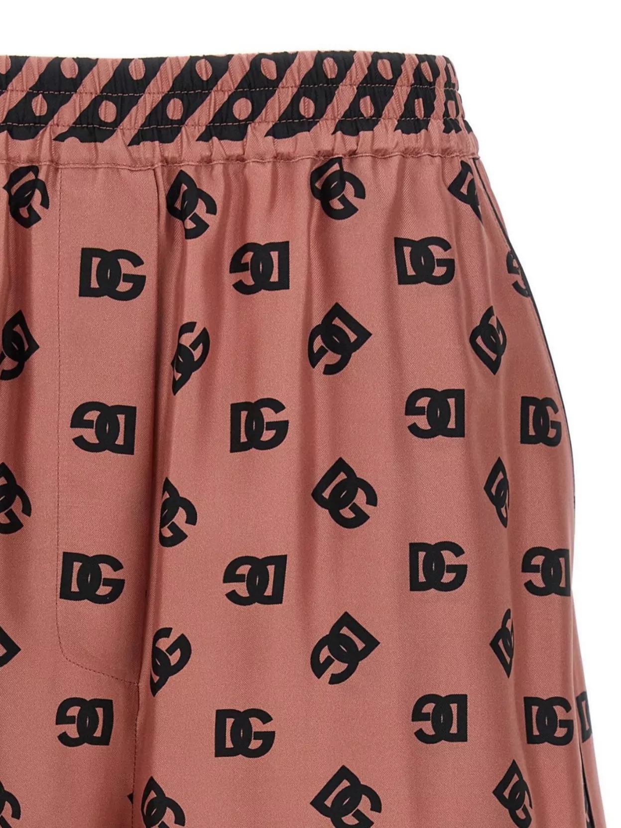 Dolce & Gabbana Pink Bermuda Shorts With Dg Logo Printed All-over In Silk Woman