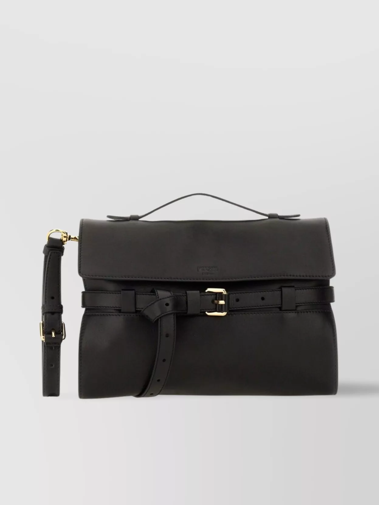 Moschino Leather "Tie Me" Clutch Handle