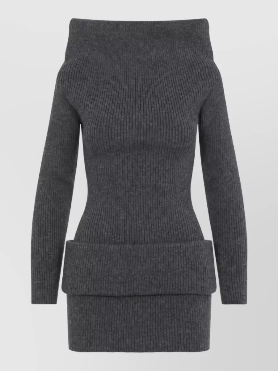 Jean Paul Gaultier wool off-shoulder long-sleeve mini dress
