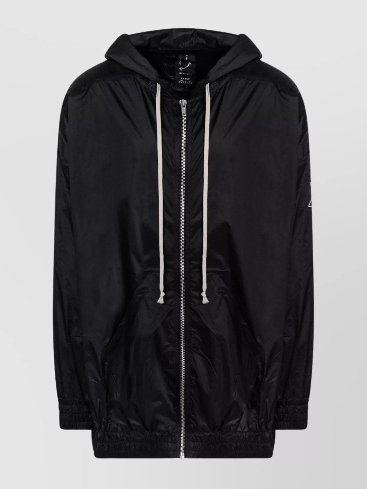 Rick Owens Lightweight Zip Jacket Hooded Drawstring Elastic Side Pockets In Black