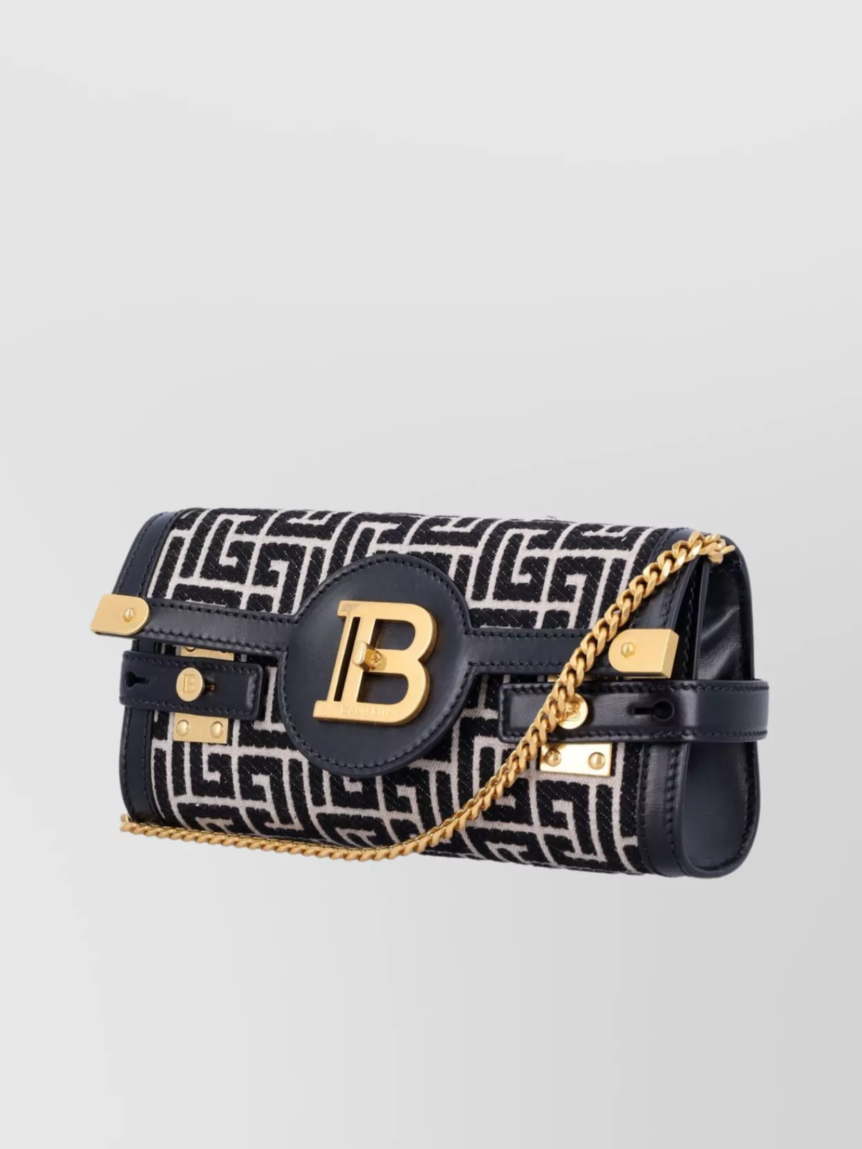 Balmain B Buzz 23 Embossed Labryinth Monogram Leather Clutch