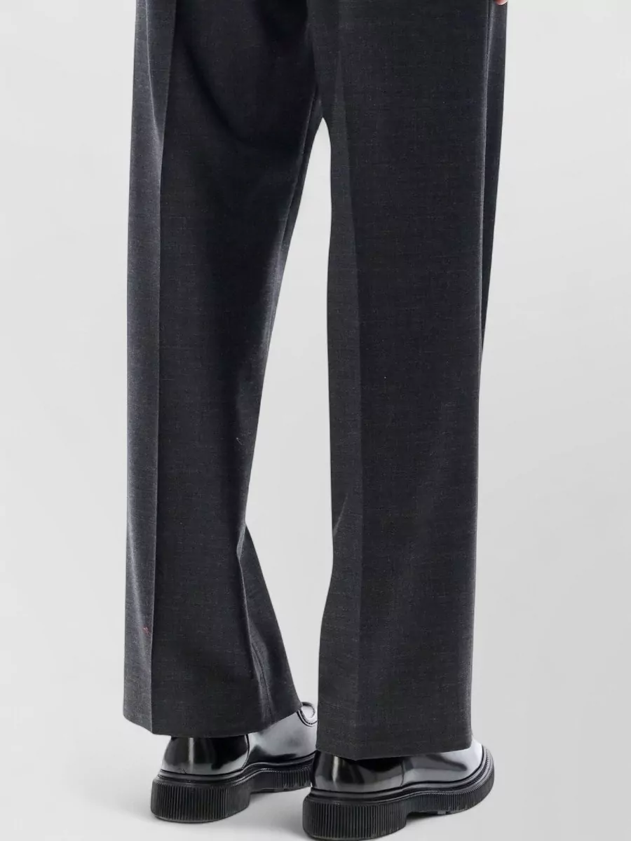 Sunflower Wool Twill Mid-Rise Wide-Leg Pleated Tailored Trousers