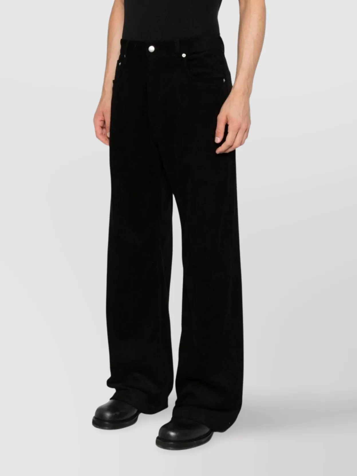 Rick Owens Wide-leg Trousers With Belt Loops And Five-pocket Style In Black