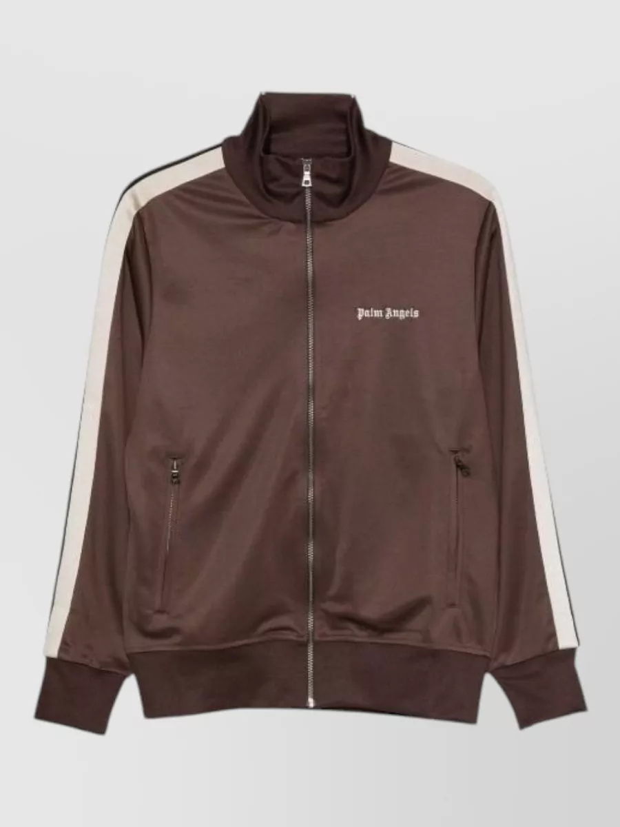 Palm Angels ribbed trim sweatshirt jacket