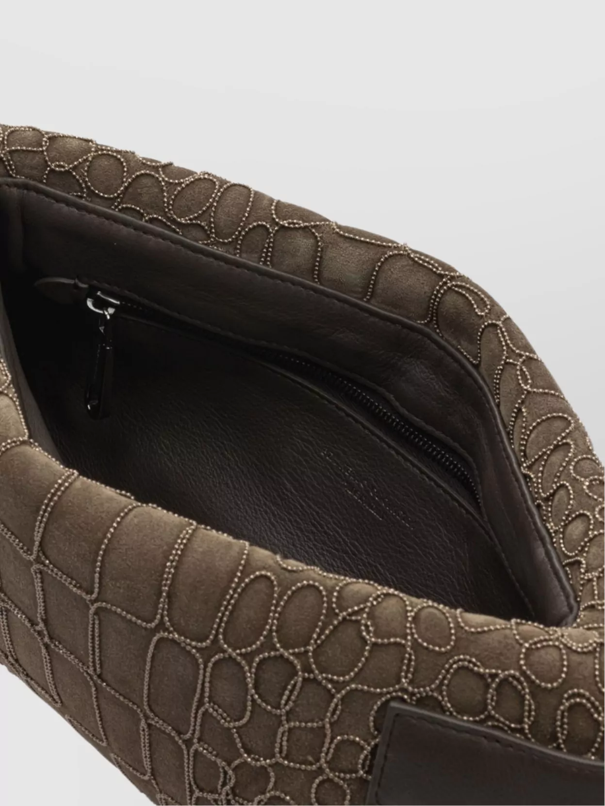 Brunello Cucinelli Rectangular Crocodile Pattern Suede Clutch Bag
