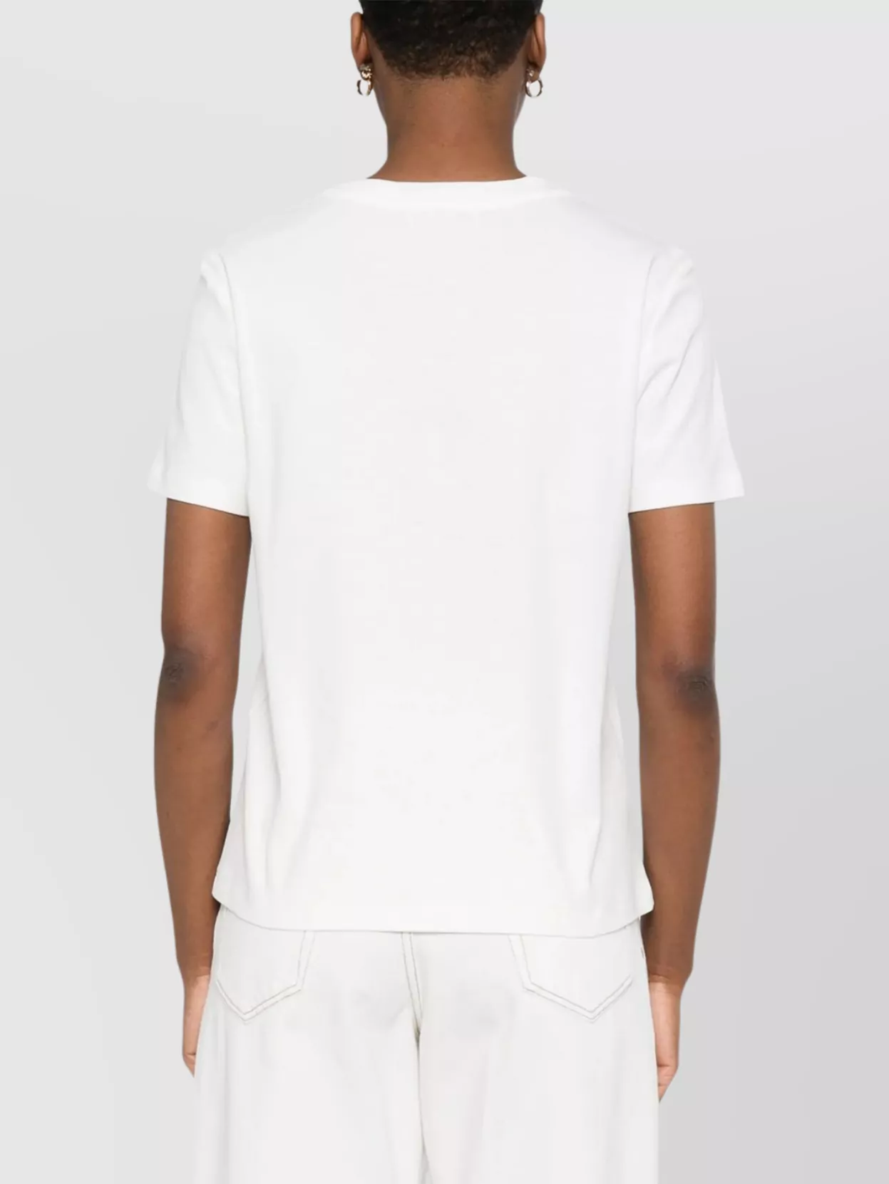 S Max Mara Cotton Crew Neck Top With Chest Pocket