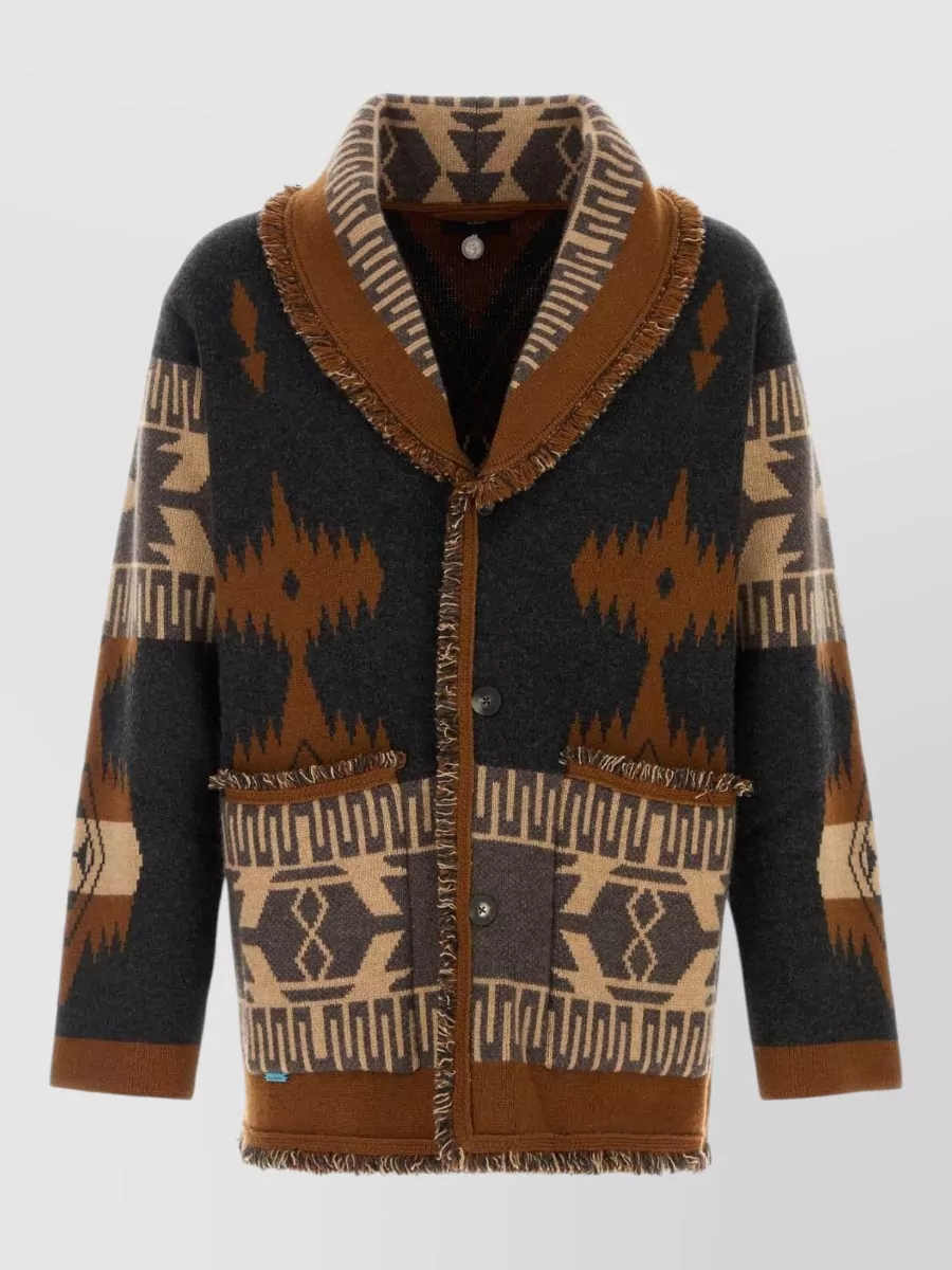 Alanui embroidered cashmere single breasted coat