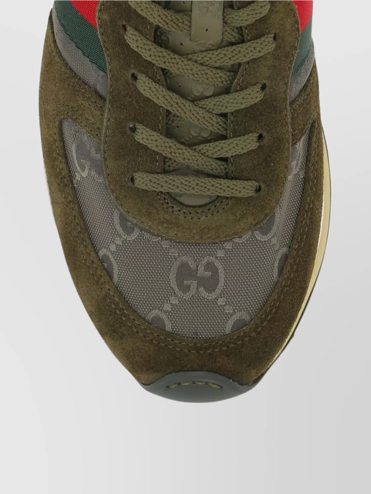 Gucci Round Toe Suede Panels Rubber Sole Sneakers